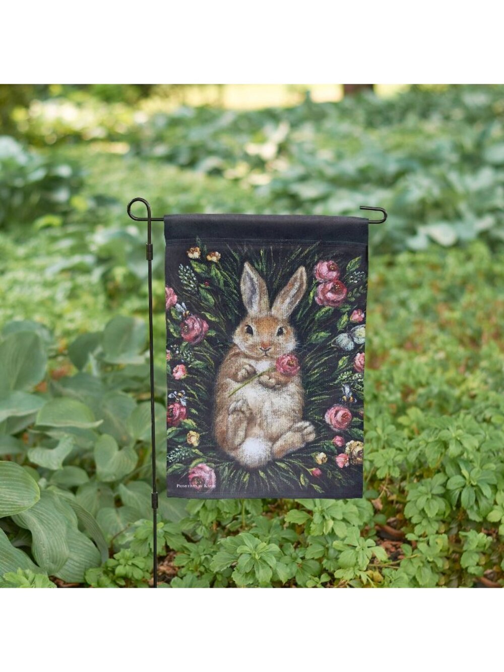 Primitives By Kathy Garden Flag Bunny Floral Polyester Multicolor Double Sided